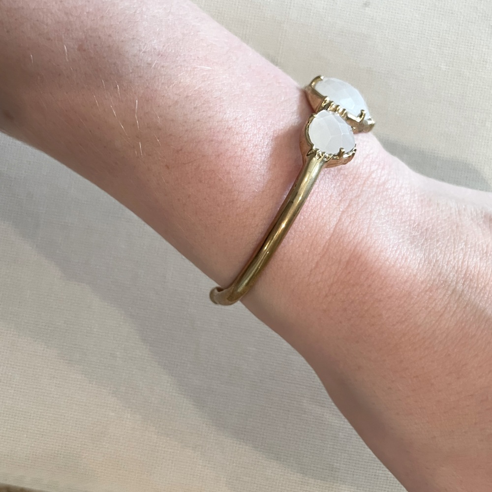 Made In India 14k Gold Plated Moon Stone Cuff Bra… - image 2